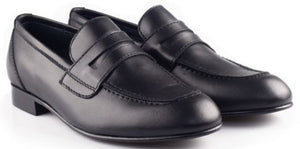 Beberlis Boys Joseph Black Leather Slip on Dress Shoes