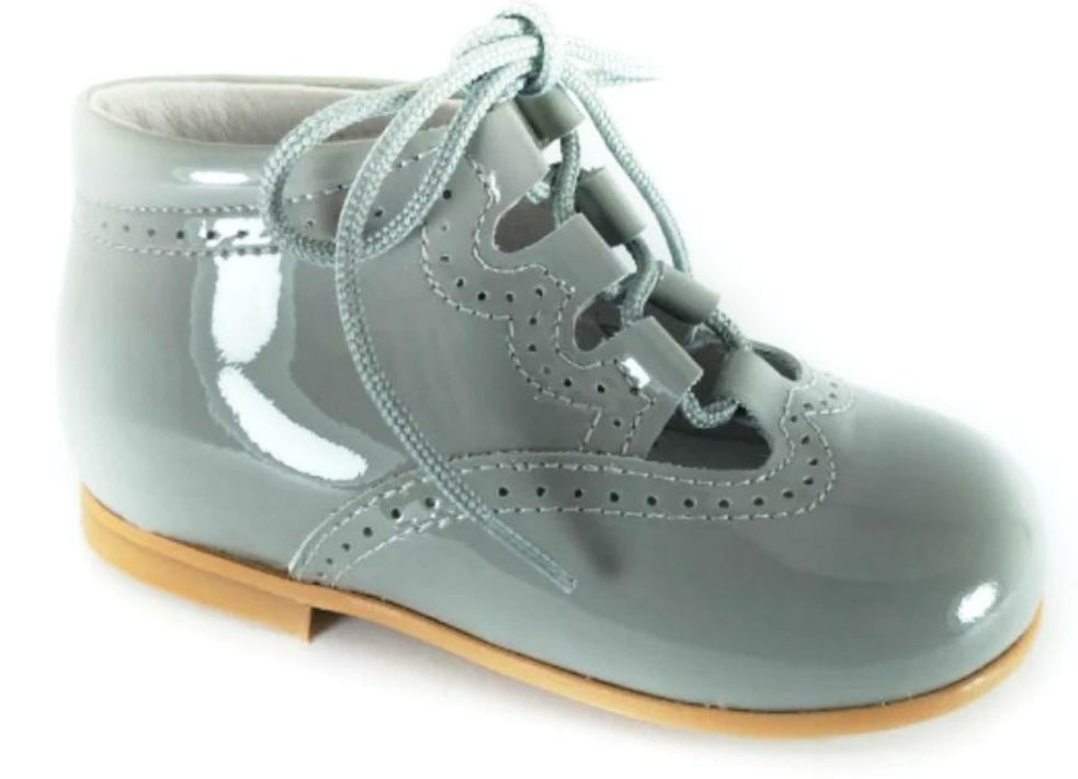 Shawn & Jeffery Baby Light Grey Patent Leather Baby Summer Open Booties