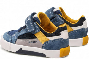 Geox Grey Yellow Baby Boys Velcro Sneakers