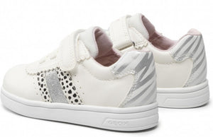Geox Baby White Silver Velcro Sneaker