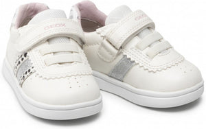 Geox Baby White Silver Velcro Sneaker