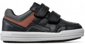 Geox J Arzach Black Rust Velcro Sneakers