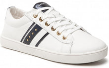 Geox Kathe White Navy Leather Lace up Sneakers