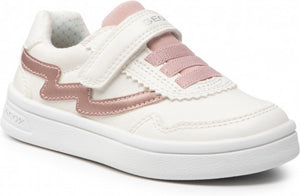 Geox DJ Rock Girls White Rose Velcro Laces Design Sneakers