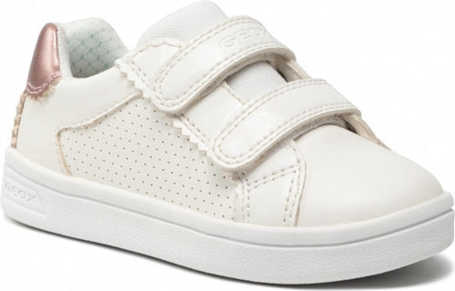 Geox DJ Rock Girls White Rose Double Velcro Sneakers