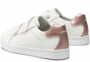 Geox DJ Rock Girls White Rose Double Velcro Sneakers