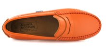 Altanta Mocassin Orange Coral Smooth Leather Penny Loafer