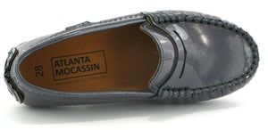 Atlanta Moccasin Grey Patent Leather Moccasin Penny Loafer