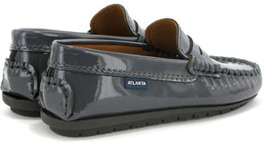 Atlanta Moccasin Grey Patent Leather Moccasin Penny Loafer