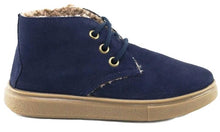 Papanatas Eli Navy Suede Leather Fur Lined Booties