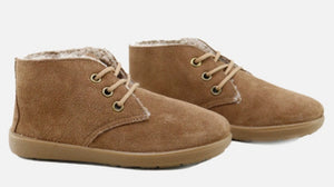 Papanatas Eli Vision Camel Suede Leather Fur Lined Booties