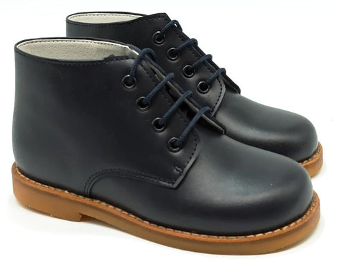 Shawn & Jeffery Navy Blue Leather Lace up Booties