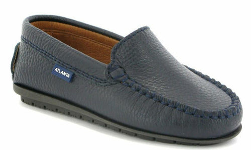 Atlanta Moccasins Navy Blue Grainy Leather Loafer