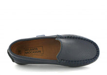 Atlanta Moccasins Navy Blue Grainy Leather Loafer