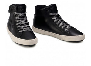 Geox Kalispera Black Dark Silver Star Hightop Sneakers