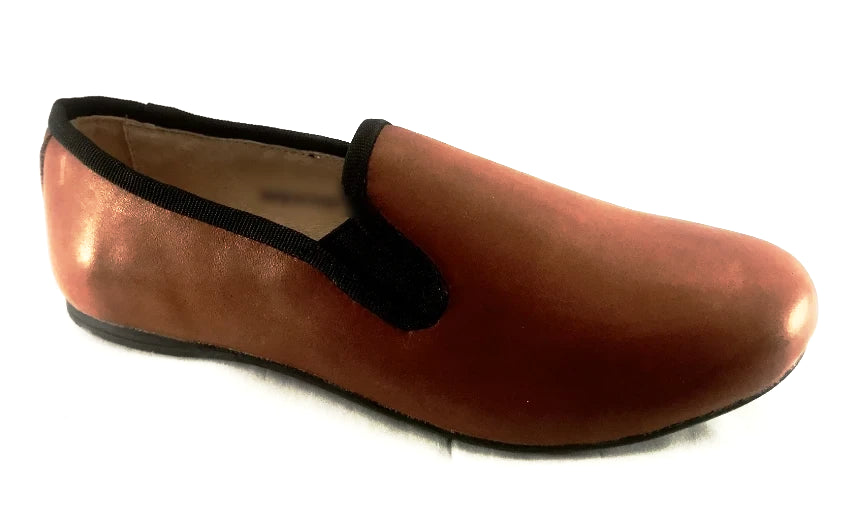Venettini Taylor Cognac Wax Black Trim Loafer Smoking Shoes