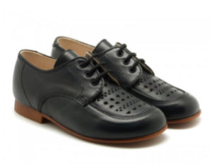 Beberlis Black Leather Designed Oxford Dress Shoe