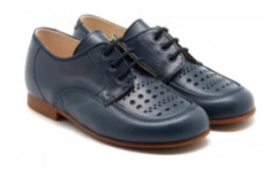 Beberlis Blue Leather Designed Oxford Dress Shoe