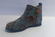 Manuela De Juan Floral Teal Velvet Floral Booties