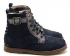 Beberlis Suede Navy Lace-up Booties