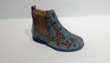 Manuela De Juan Floral Teal Velvet Floral Booties