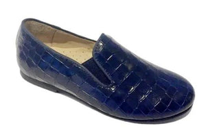 Shawn & Jeffery Navy Croc Leather Slip On Smoking Shoe