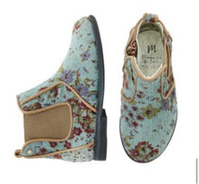 Manuela De Juan Floral Teal Velvet Floral Booties