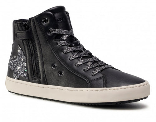 Geox Kalispera Black Dark Silver Star Hightop Sneakers