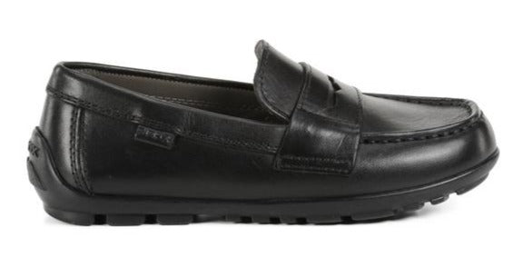 Geox Fast Black Leather Moccasin Loafer